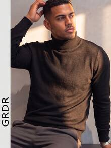 GRDR Men's Crew Neck Long Sleeve Sweater, Versatile Everyday Wear Knitted Pullover - Black - View 5