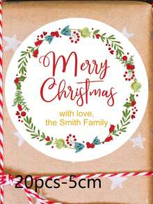 10/20/50/100pcs Customized Round Christmas Stickers, Customizable Letter Text Stickers, Elegant Holiday Gift Packaging Labels, Suitable For Holiday Party Gift Labels, Holiday Gift Packaging Stickers, Wedding Souvenir Labels Stickers, Cookie Packaging Bag Stickers, Holiday Calendars - Multicolor - View 23