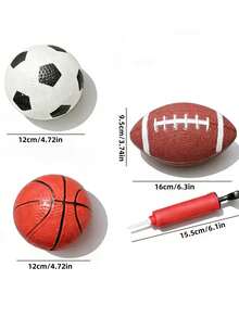 3-Piece Ball Sports Set, Small Basketball, Soccer, Football, Suitable For Indoor And Outdoor Play, Sports And Leisure Games - Multicolor - View 7