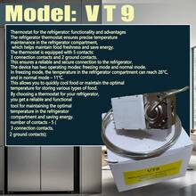 VT9 منظم حرارة الثلاجة، مناسب لاستبدال منظم حرارة الثلاجة، منظم حرارة بمقبض قابل للتعديل K59-L1102 طول الأنبوب الشعري 1200 سم - الذهبي - مشاهدة 3