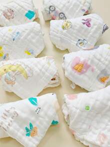 8/5/3pcs Random Assorted Baby Gauze Face Towels, Cartoon Cute Bibs And Bath Washcloths - Multicolor - View 2
