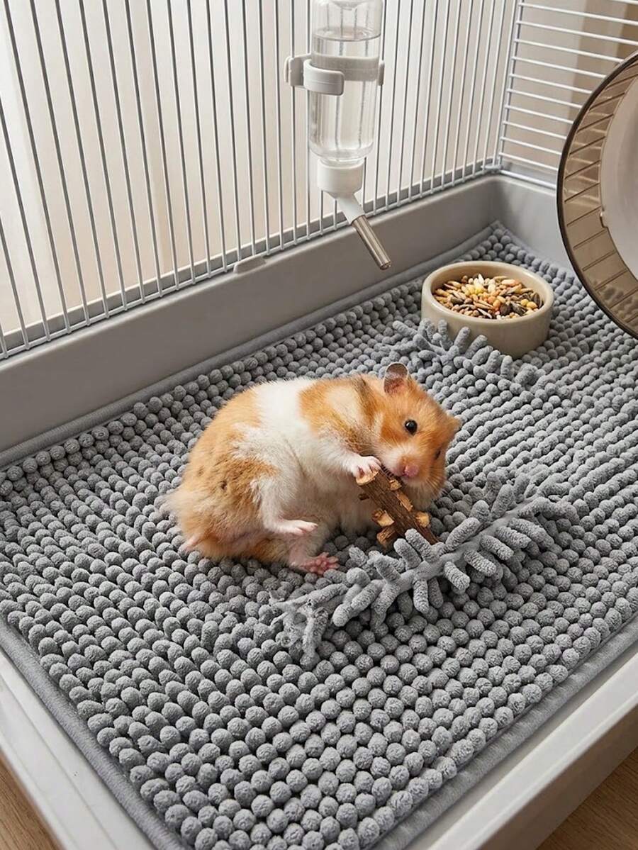 1pc Chenille Small Animal Cage Mat, Super Absorbent & Washable, Guinea Pig Mat, Soft Microfiber Pet Bed Pad, Pee Pad, Sleeping Mat, Suitable For Hamster, Rat, Rabbit, Hedgehog, Pet Cage Decoration Accessory - A - View 1