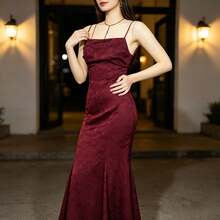 Women Short Dresses - Burgundy - View 3