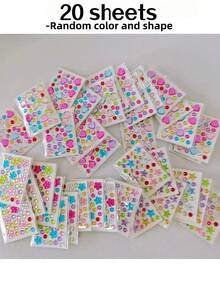 20pcs Summer 3D Rainbow Glitter Rhinestone Stickers, 2pcs Y2K Style Shiny Acrylic Heart Rhinestone Stickers (Self-Adhesive), Suitable For Makeup And Clothing Decoration; Multicolor Rhinestone Face Stickers, Perfect For Music Festivals, Parties And Various Events - Multicolor - View 12