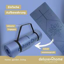 Yogamatte Gymnastikmatte I Phthalatfreie NBR Fitnessmatte Rutschfest mit Tragegurt I Sportmatte für Yoga & Pilates I Trainingsmatte mit Ausrichtungslinien - Blau - Übersicht 7