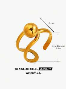 1pc Stainless Steel 18K Gold Plated Fashion Popular Spherical Ring Suitable For Women Daily Party Wear - Multicolor - View 10