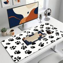 White Background Dog Paw Print Pattern Gaming Mouse Pad, Non-Slip Rubber Desk Mat, Smooth Sliding Surface, Suitable For PC Laptop Office Home, Cute Abstract Art Decor, Back To School Supplies - A - View 4