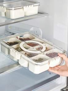 1pc Compartmentalized Food Storage Box, Lidded Serving Tray, Box-Shaped Container For Candy, Vegetables, Fruits, Nuts, For Picnics, Parties, Refrigerator Organizers, Lidded Sealed Food Storage Container, Refrigerator Fresh Food Storage Container, Candy, Nut, Spice Food Storage Container, Snack Box, Cooked Food Container. - Beige - View 6
