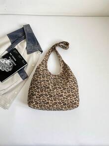 秋冬豹紋燈芯絨女款大容量托特包 Hobo 包 半月包 斜挎包 小眾日常通勤腋下單肩托特包 2026 新款 - 彩色 - 查看 9