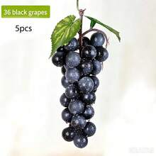 5pcs/Set Artificial Grape Clusters With Leaves, PVC Frosted Fake Grapes For Wedding, Home, Kitchen, Party Decor, Photography Props - Black - View 8