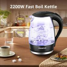 Aigostar LED Glass Electric Kettle – Fast, Auto Shut-Off & Boil-Dry Protection - UK Plug(220-240V) - View 4