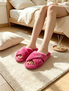 Autumn/Winter Home Open-Toe Plush Slippers, Breathable And Warm, Comfortable And Lightweight, Essential For Women, Thoughtful Gift For Family And Friends - Multicolor - View 2