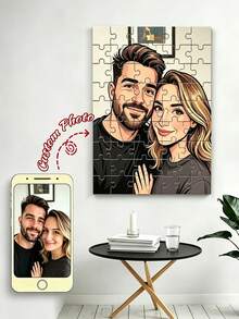 Personalized Portrait Custom Cartoon Character, Animated Style, Personalized Custom Jigsaw Puzzle, Family Portrait Photo, Group Photo With Friends, Couple Photo, A Great Home Decor Item. Upload A Photo To Get An Animated-Style Effect Image. - Multicolor - View 3