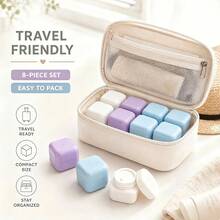 8pcs Luxury Macaron Color Refillable Bottles, Rectangular PP Storage Containers, Waterproof Leak-Proof Cosmetic Boxes, Thickened PP Material Injection Molded, Sturdy Durable Very Practical Convenient Durable - Multicolor - View 3
