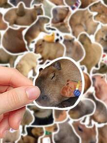 50pcs Capybara Stickers Decorative Decals For Planner Diary Scrapbook Journal Phone Case Guitar Luggage Skateboard Water Cup Envelope Greeting Card Seal - Multicolor - View 4