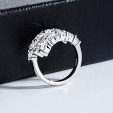 ANU JEWEL 4.2CT Moissanite Double Layer Ring S925 Silver Double Layer Open Ring Non-Adjustable Moissanite Wedding Ring Suitable For Gift - White - View 9