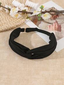 1pc/3pcs Premium Vintage Leopard Print Twisted Headband, Metal Buckle Adjustable Elastic, Minimalist Solid Color Fabric Women's Daily Wear Hair Band - Multicolor - View 7