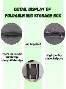 Storage Box, Suitable For Wigs, Hair Extensions, Hair Pieces, Portable Wig Travel Storage Bag, Foldable Handheld Wig Bag, With Adjustable Steel Wig Display Stand, Travel Wig Packaging Box, Halloween - View 6
