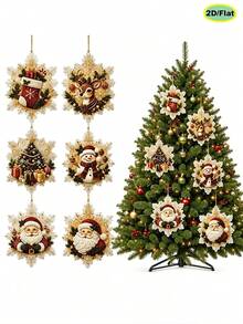 Christmas Themed Hanging Tags, Christmas Themed 2D Flat High-Definition Print, Christmas Tree Hanging Decoration, Window Display Scene Arrangement, Creative Holiday Gift - Multicolor - View 4