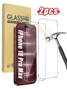 2pcs High Definition Tempered Glass Screen Protector, High Hardness, Transparent, Anti-Scratch, Anti-Fall, Waterproof, Compatible With IPhone Duo/18 Pro Max/18 Pro/18/17e/17 Pro Max/17 Pro/17 Air/17/16 Pro Max/16 Pro/16 Plus/16/15 Pro Max/15/14/13/12 And Other Models. - Clear - View 8