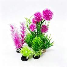 Aquarium Artificial Water Plant Decoration Set, Plastic Fake Water Plants For Fish Tank, Aquarium Landscape Artificial Water Plants, Ornamental Fish Landscape Set - C - View 2