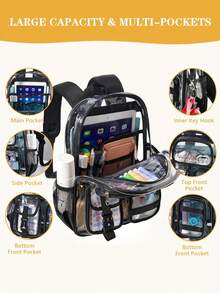 Mini Transparent Backpack 12x6x12 Stadium Approved Women's Girls Clear Small Daily Bag For Concerts Sports Events Travel Work Holidays - Multicolor - View 2