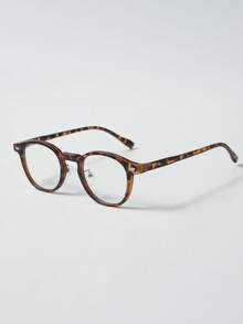1件女款復古方框豹紋眼鏡框，小框時尚眼鏡框=46mm，金屬鉸鏈，矽膠鼻墊，日常使用，附眼鏡盒，輕盈舒適女款配件 - 咖啡棕 - 查看 6
