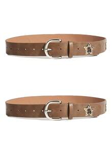 2/1pc New Punk Diamond Inlaid Belt, Hip Hop Motorcycle Style Diamond Belt, Suitable For Japanese, Korean, And Western Appearance, - Multicolor - View 8