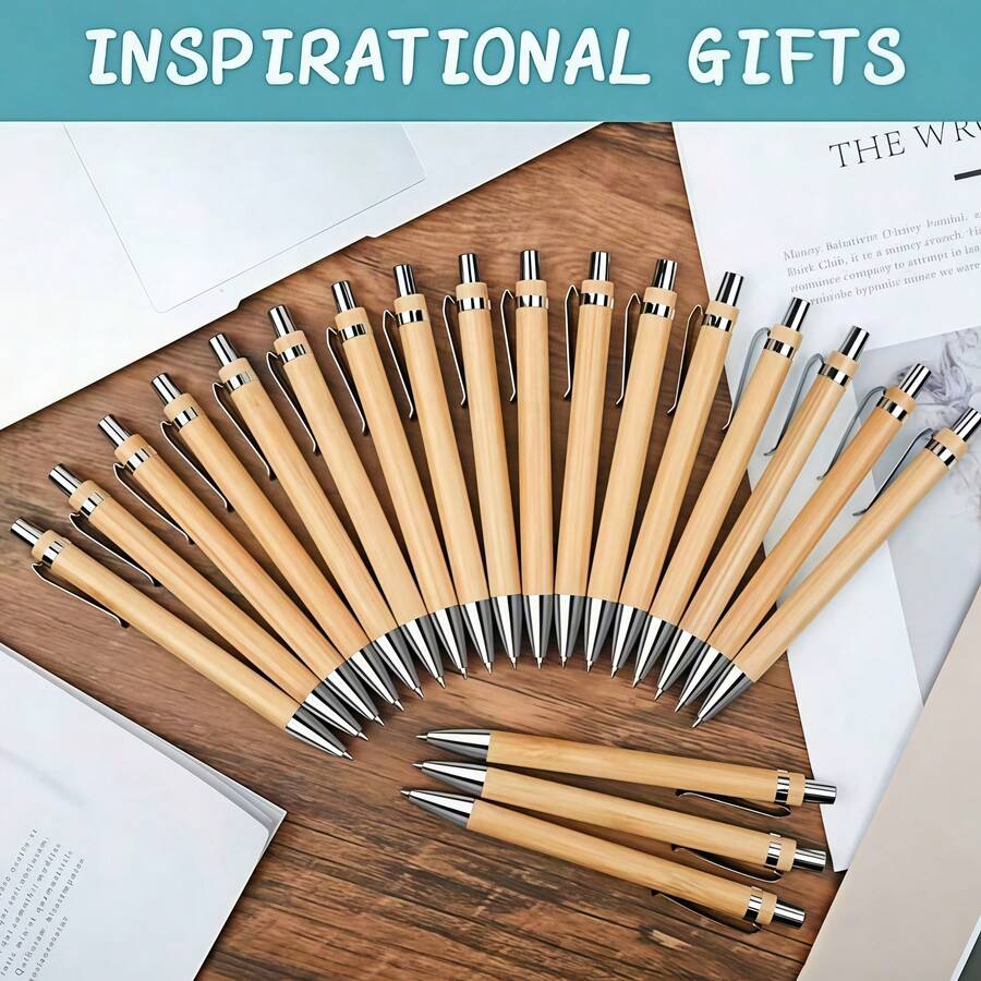 100/50/10pcs Retractable Bamboo Ballpoint Pens, Bamboo Shaft Design, Fashionable, Suitable For Office,Business, School And Various Activities, Gift Pens With Push Buttonldeal Gift Chgice (Black Ink) Back To School - Multicolor - View 1