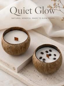 1pc Pure Natural Coconut Shell Scented Candles, Coconut Milk & Coffee Scent, Holiday Decorations, Holiday Candles, Suitable For Birthday Gifts, Souvenirs And Small Gifts, Desktop Decorations And Interior Decorations, Shooting Props Decoration - Multiple Styles - View 5