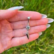 1PC Spike PUNK Dangle Belly Button Ring: Surgical Steel Navel Piercing, Suitable For Daily Wearing - Multicolor - View 4