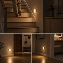 6PCS Round Magnetic Wall Lamp, USB‑Charging Wireless Sensor Night Light, Motion‑Activated Stair Light, Ideal For Entryways, Hallways And Stairwells - Multicolor - View 7