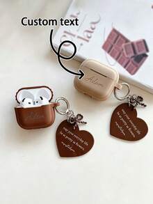 1Pc Personalized Bubble Tea Caramel Cube + Big Heart Logo Pendant Compatible With Apple Full Coverage Anti-Drop Wireless Earphone Protective Case Creative Minimalist Unique Compatible With Apple - Multicolor - View 1