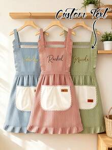 Custom-Made Personalized Aprons, Floral Aprons With Customizable Name Embroidery, Lace Aprons With Pockets | Perfect For Cooking Parties | Birthday Gifts - Multicolor - View 5
