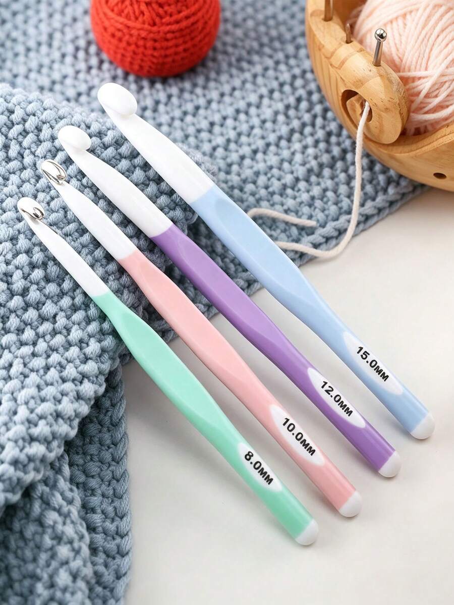 Ergonomic Soft Handle Crochet Hook Set With Stitch Markers, Suitable For Thick Yarn Large Size Hooks (6mm-20mm), DIY Knitting Tools For Making Blankets And Scarves