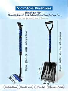 2pcs 5-In-1 Detachable Telescopic Snow Brush Ice Scraper, Rotatable Winter Snow Removal Tool, Suitable For Car Windshield, Driveway And Sidewalk, ABS Aluminum Alloy Material - Multicolor - View 11