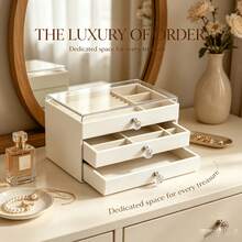 3-Layer Transparent Velvet Jewelry Storage Box, Jewelry Organizer Tray & Storage Case, Multi-Functional Earring Necklace Bracelet Pendant Storage Box, Suitable For Stud Earrings, Rings, Earrings, Necklaces And Other Accessories Storage, Can Be Used As Valentine's Day Gift, Birthday Gift - Multicolor - View 6