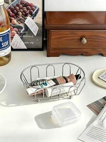 Metal Storage Basket Multifunctional Desk Organizer Box For Accessories Cosmetics Desktop Organizer Rack Iron Art Small Storage Basket Suitable For Vanity Desk Photo Props Shelf Baskets Men Women Storage Organization Home Decor Back To School - Multicolor - View 7