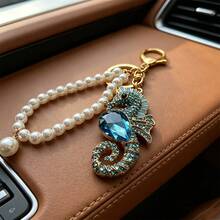 1pc Metal Animal Seahorse Keychain, Car Key Pendant, Women's Bag Accessory, Gift For Holidays - Old Gold - View 9