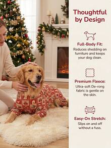 1PC Christmas Dog Pajamas - Soft Warm And High Stretch Full Coverage Pet Rompers, Anti Licking & Bug Protective Jumpsuit For Small Medium Large Dogs, Christmas All Over Printing Dog Clothes - Christmas Pattern - Multicolor - View 5