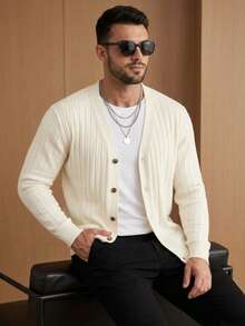 Men Cardigans - Beyaz - Görünüm 3