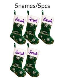 Custom Embroidered Name Snowflake Christmas Stocking, Personalized Name Holiday Hanging Decor, Farmhouse Mantel Fireplace Tree Accent, Customized Party Decoration, Customizable Xmas Gift Bag, Family, Friends, Home Celebration And Seasonal Gift Giving - Style H - View 19