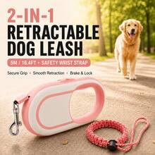 [Retractable Dog Leash] Heavy-Duty Retractable Dog Leash Set, 16FT/5M Anti-Tangle Walking Rope, With Anti-Escape Safety Wristband, One-Click Brake Lock, Comfortable Non-Slip Handle, Suitable For Small, Medium And Large Dogs [Halloween Christmas] Gift - Multicolor - View 9