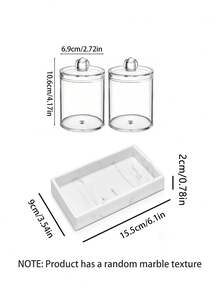 1 Pack / 2 Packs Bathroom Vanity Organizer Set With Black Silicone Tray, Lidded Storage Jars For Cotton Balls, Cotton Swabs, Qtip And Beauty Essentials - Multicolor - View 12