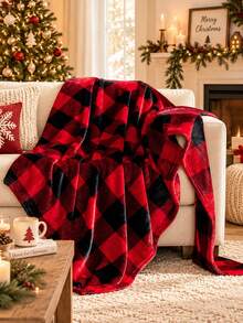 1PC Custom Embroidered Christmas Tartan Plaid Throw Blanket, Personalized Custom Name Blanket With Scottish Check Pattern, Single Layer Build, 2 Style Options, Decorative Blanket For Sofa And Bed, Ideal Holiday Gift - Multicolor - View 8