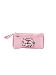 Cosmetic Bag With Cute Makeup Print Pattern. Easily Store Lipsticks, Eyeshadows, Makeup Brushes, Powder Compacts And Other Makeup Accessories. Convenient For Carrying On Commutes And Short Trips. Dual Zipper Compartments For Organized Storage, Making Items Easy To Find. Simple And Versatile, It Can Be Used As A Practical Makeup Bag, Pencil Case, Or Miscellaneous Storage Bag, A Great Storage Item For Students And Beauty-Loving Women For Daily Outings. - Multicolor - View 11