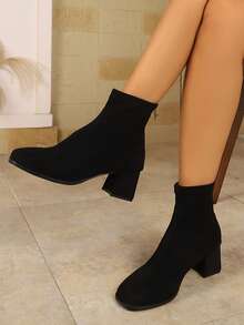 Women's Casual Versatile Comfortable Ankle Boots For Daily Wear - Black - View 4
