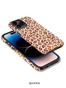 GIIPPA 1pc Earth Yellow Leopard Print Design Phone Case, Compatible With Phone 17 Pro Max, 16 Pro Max, 15 Pro Max, 14 Pro Max, Korean Style High-End Fashion Fun Phone Case, Suitable For 11/12/13/14/15/16 Pro Max Plus Elegant Design Unisex, Perfect Gift For Girlfriend On Christmas, Valentine's Day, Easter, Wedding Season And Birthday! - Earth Yellow - View 3