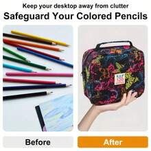120-Slot Colored Pencil Storage Box, Large Capacity Pen Pouch, Gel Pen Organizer With Zipper, Portable - 120 Holes--red - View 5