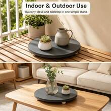 360° Rotating Wooden Plant Lazy Susan Turntable, 21.8cm Round Plant Pot Rotating Tray With Solid Wood Legs, Scratch Resistant Indoor Desktop Flower Pot Display Stand - A - View 4